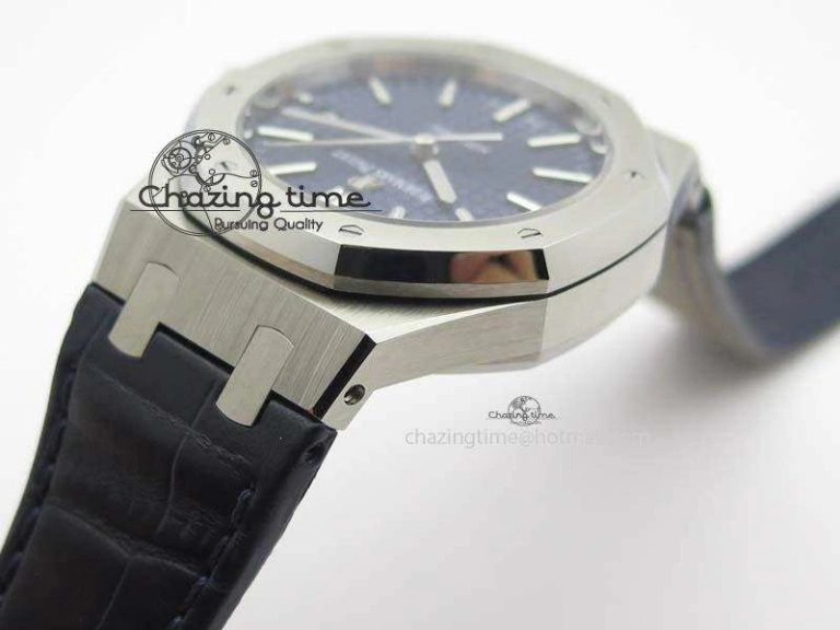 Royal Oak 37mm 15450 SS JF 1:1 Best Edition Blue Dial On Blue Leather Strap A3120