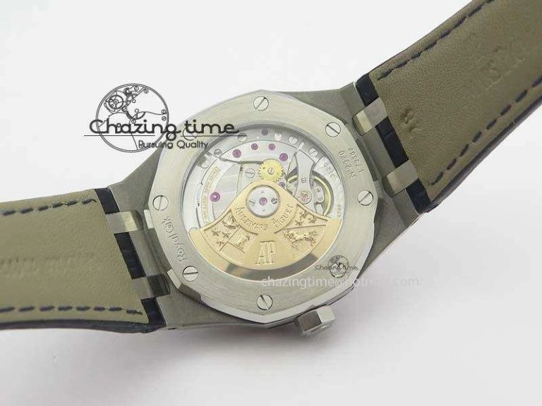 Royal Oak 37mm 15450 SS JF 1:1 Best Edition Blue Dial On Blue Leather Strap A3120