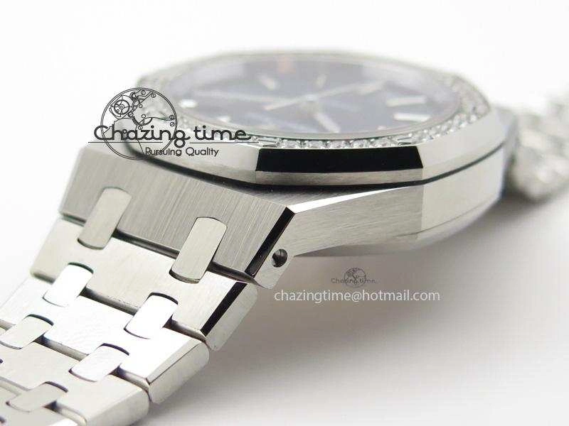 Royal Oak 37mm 15450 SS JF 1:1 Best Edition Diamonds Bezel Blue Dial On SS Bracelet A3120
