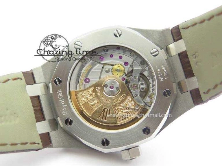 Royal Oak 37mm 15450 SS JF 1:1 Best Edition Silver Dial On Brown Leather Strap A3120