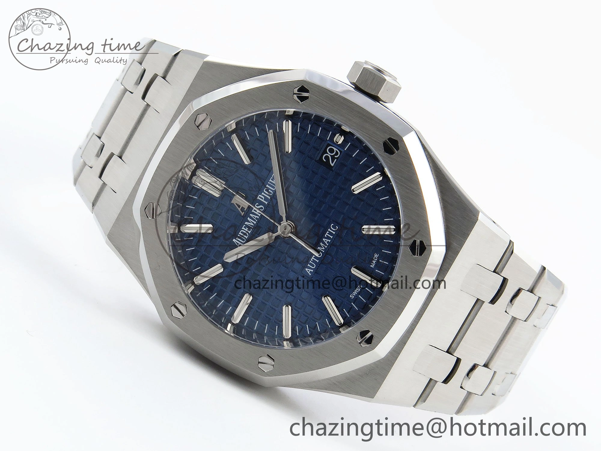 Royal Oak 37mm 15450 SS ZF 1:1 Best Edition Blue Textured Dial on SS Bracelet SA3120 Super Clone