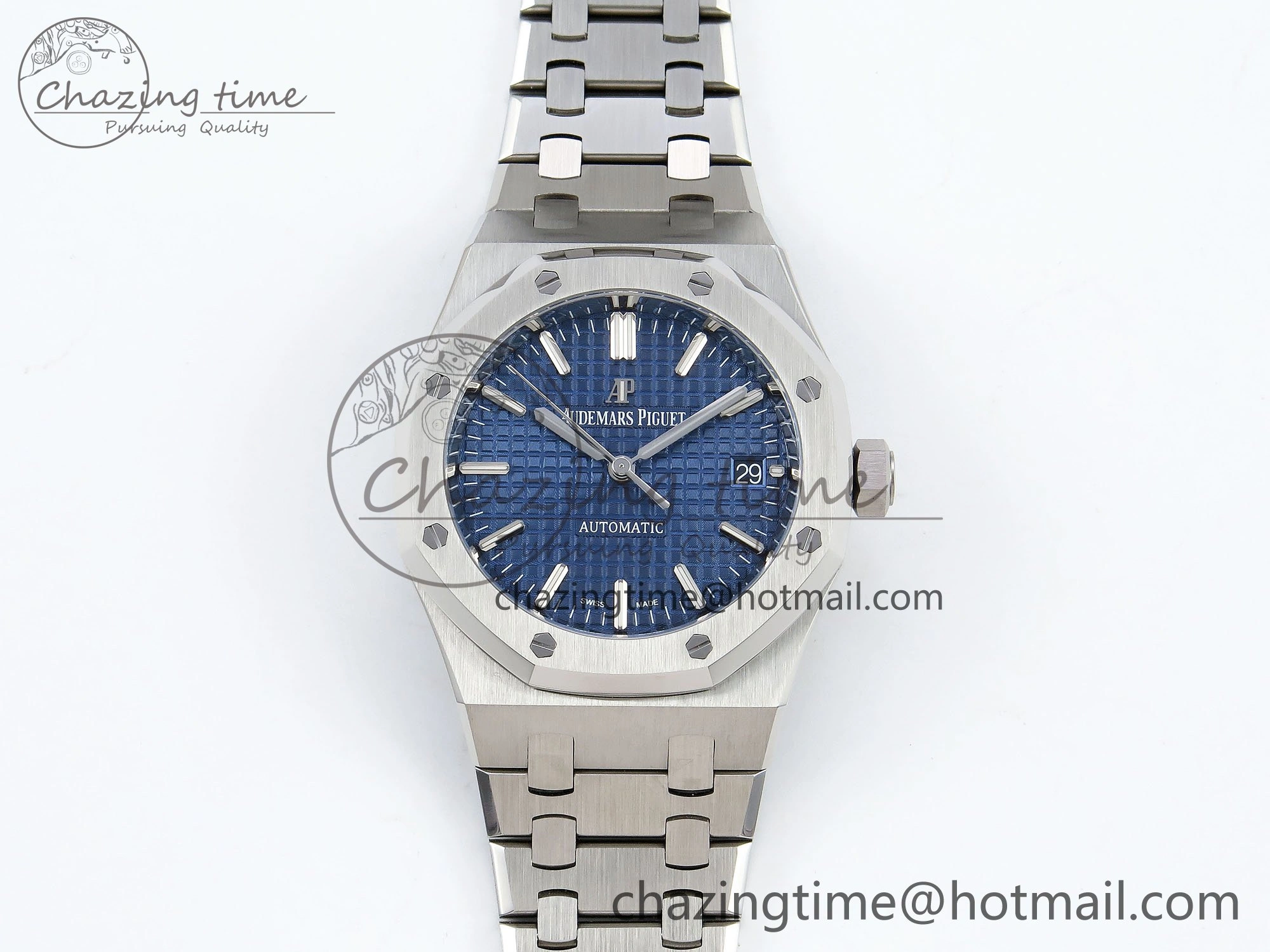 Royal Oak 37mm 15450 SS ZF 1:1 Best Edition Blue Textured Dial on SS Bracelet SA3120 Super Clone