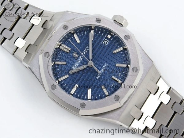 Royal Oak 37mm 15450 SS ZF 1:1 Best Edition Blue Textured Dial on SS Bracelet SA3120 Super Clone