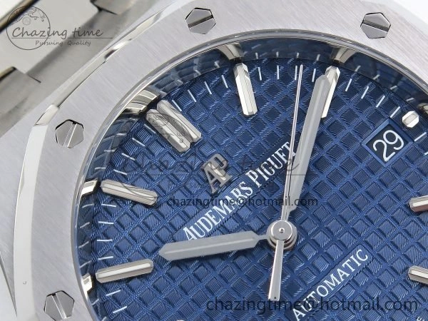 Royal Oak 37mm 15450 SS ZF 1:1 Best Edition Blue Textured Dial on SS Bracelet SA3120 Super Clone