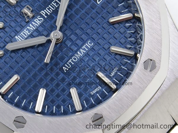 Royal Oak 37mm 15450 SS ZF 1:1 Best Edition Blue Textured Dial on SS Bracelet SA3120 Super Clone