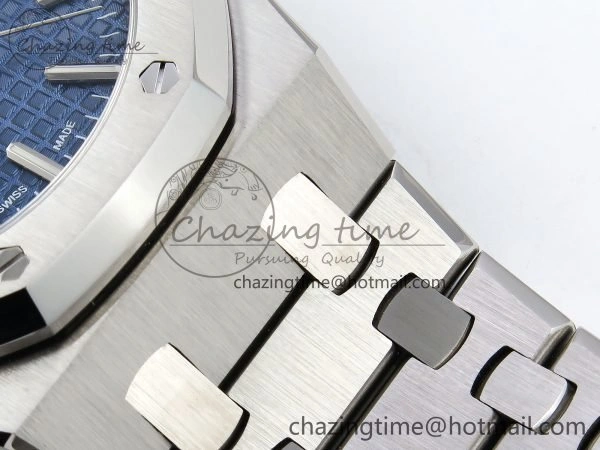 Royal Oak 37mm 15450 SS ZF 1:1 Best Edition Blue Textured Dial on SS Bracelet SA3120 Super Clone