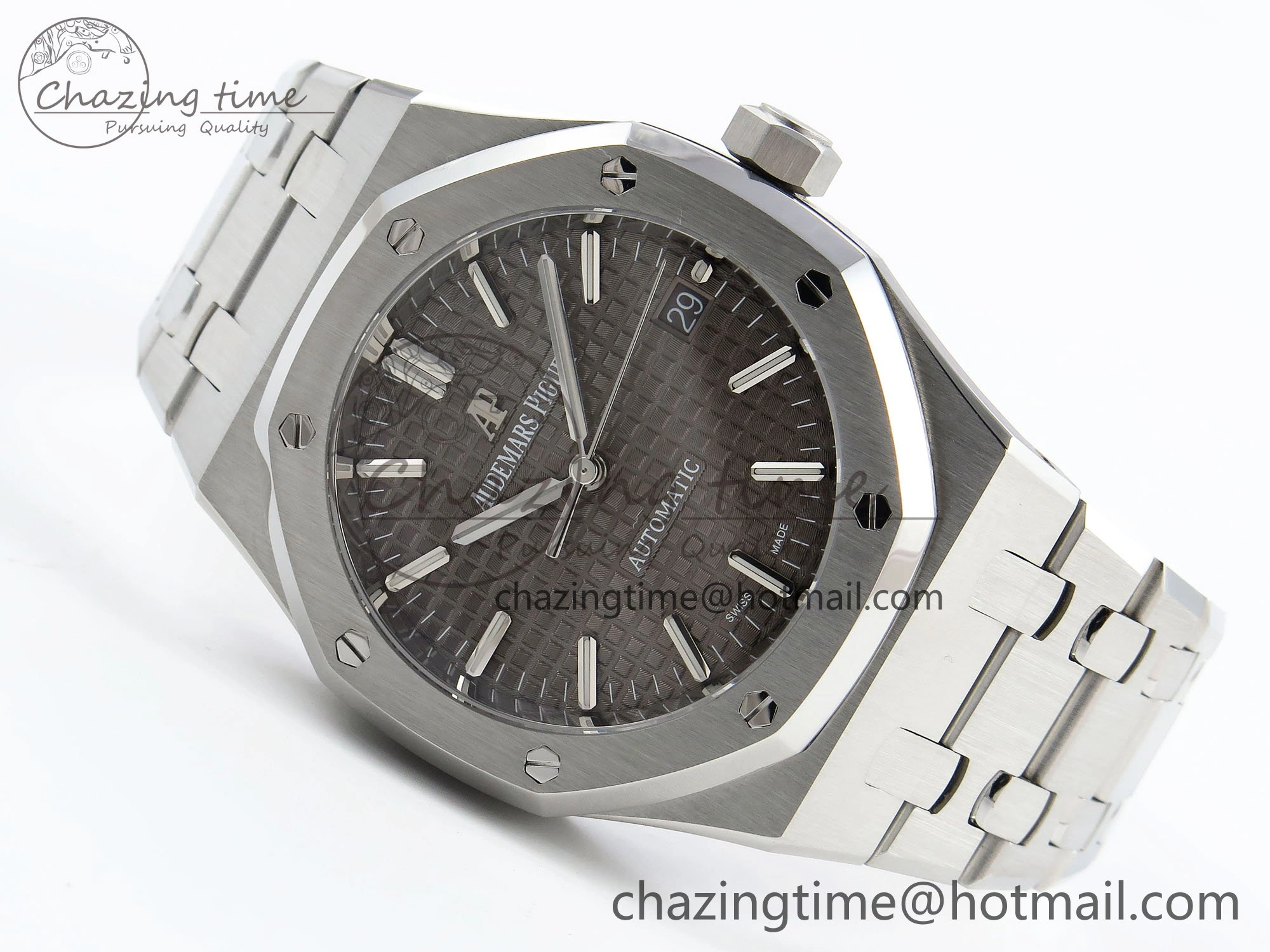 Royal Oak 37mm 15450 SS ZF 1:1 Best Edition Gray Textured Dial on SS Bracelet SA3120 Super Clone