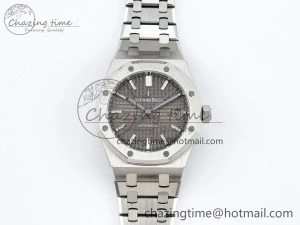 Royal Oak 37mm 15450 SS ZF 1:1 Best Edition Gray Textured Dial on SS Bracelet SA3120 Super Clone