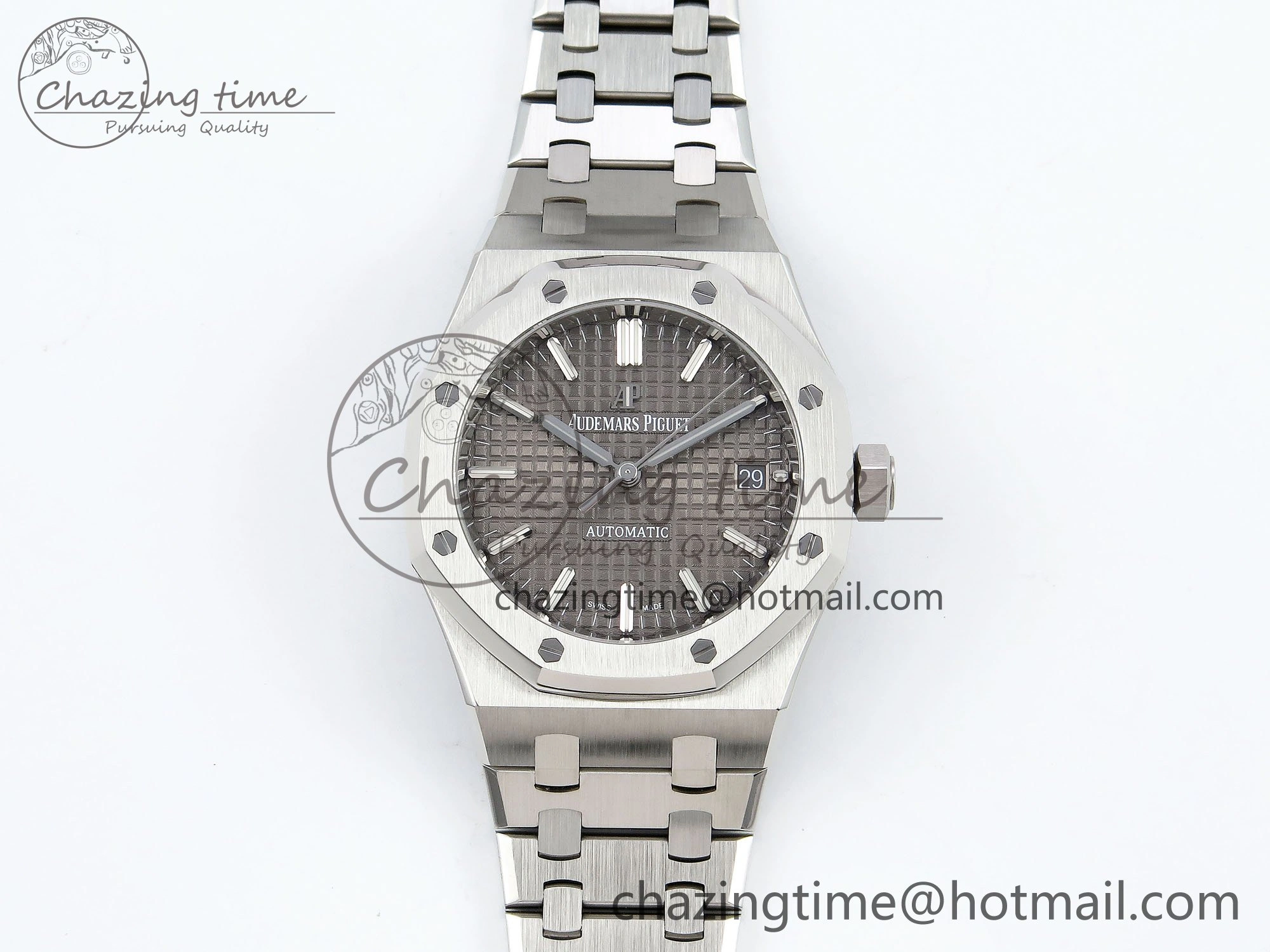 Royal Oak 37mm 15450 SS ZF 1:1 Best Edition Gray Textured Dial on SS Bracelet SA3120 Super Clone