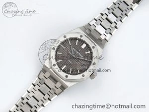 Royal Oak 37mm 15450 SS ZF 1:1 Best Edition Gray Textured Dial on SS Bracelet SA3120 Super Clone