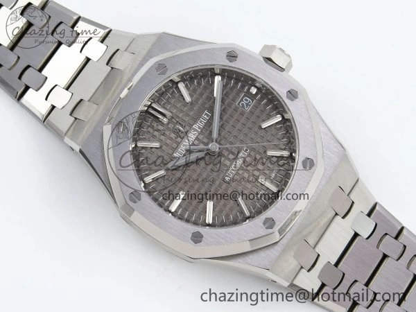 Royal Oak 37mm 15450 SS ZF 1:1 Best Edition Gray Textured Dial on SS Bracelet SA3120 Super Clone