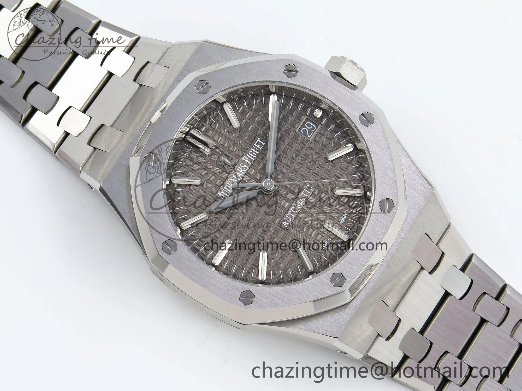 Royal Oak 37mm 15450 SS ZF 1:1 Best Edition Gray Textured Dial on SS Bracelet SA3120 Super Clone