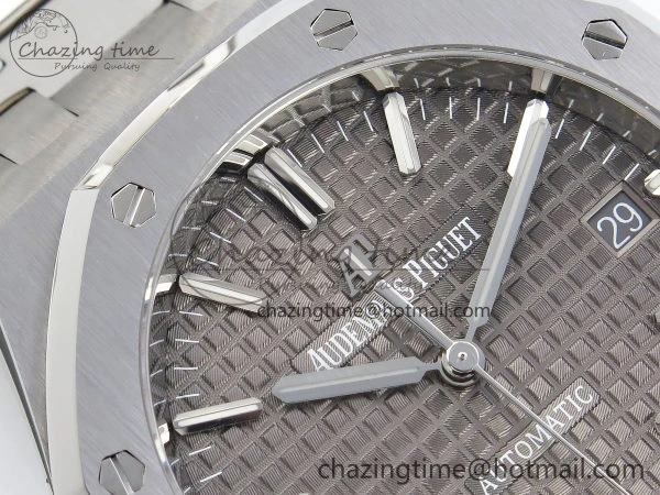 Royal Oak 37mm 15450 SS ZF 1:1 Best Edition Gray Textured Dial on SS Bracelet SA3120 Super Clone