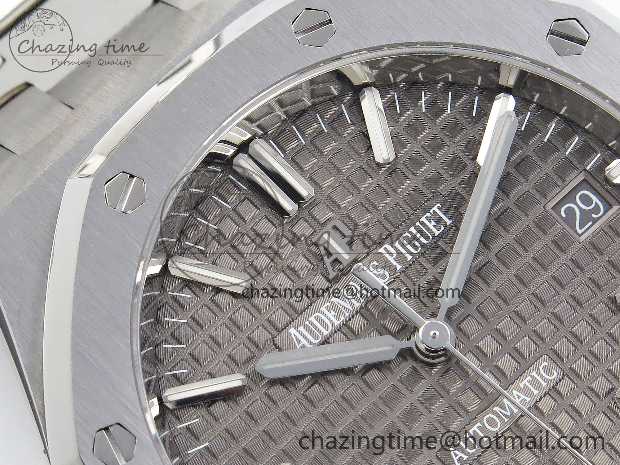 Royal Oak 37mm 15450 SS ZF 1:1 Best Edition Gray Textured Dial on SS Bracelet SA3120 Super Clone