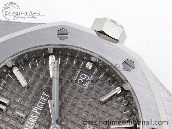 Royal Oak 37mm 15450 SS ZF 1:1 Best Edition Gray Textured Dial on SS Bracelet SA3120 Super Clone