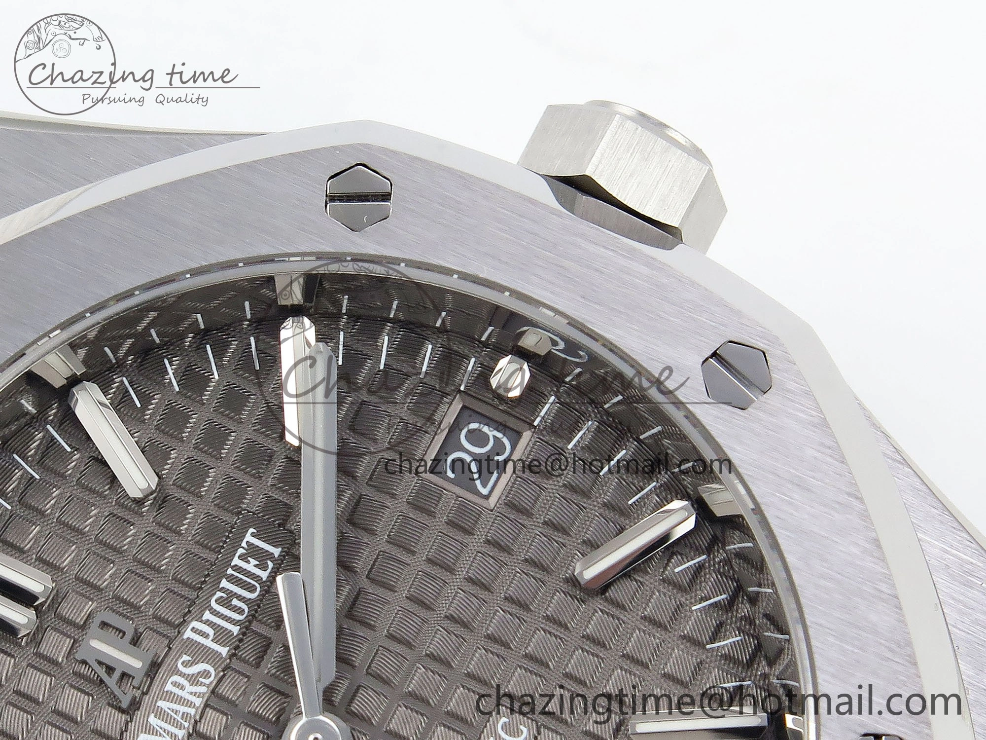 Royal Oak 37mm 15450 SS ZF 1:1 Best Edition Gray Textured Dial on SS Bracelet SA3120 Super Clone