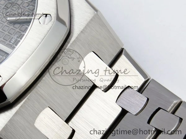 Royal Oak 37mm 15450 SS ZF 1:1 Best Edition Gray Textured Dial on SS Bracelet SA3120 Super Clone