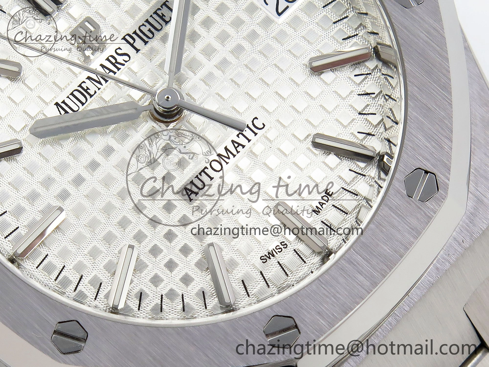 Royal Oak 37mm 15450 SS ZF 1:1 Best Edition White Textured Dial on SS Bracelet SA3120 Super Clone