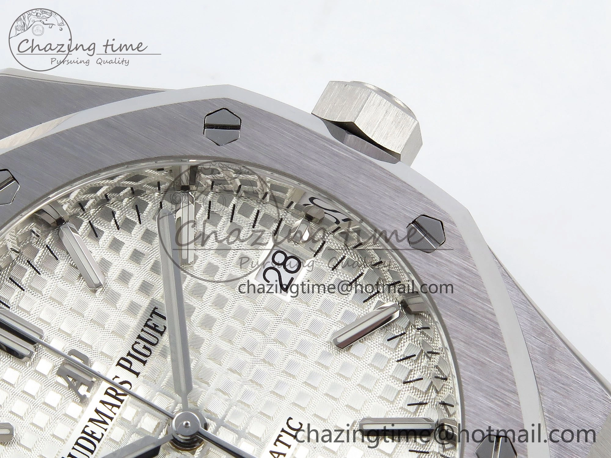 Royal Oak 37mm 15450 SS ZF 1:1 Best Edition White Textured Dial on SS Bracelet SA3120 Super Clone