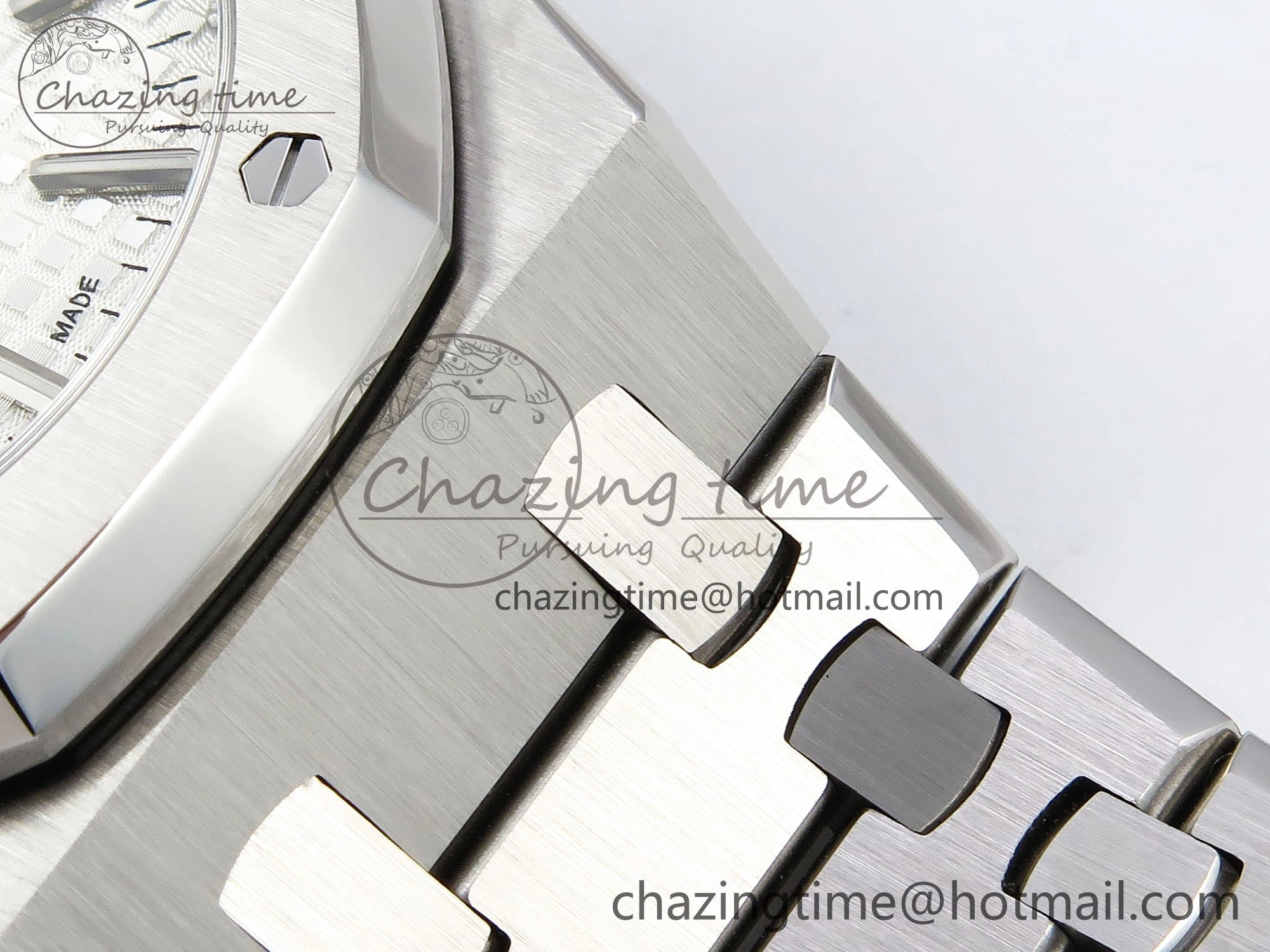 Royal Oak 37mm 15450 SS ZF 1:1 Best Edition White Textured Dial on SS Bracelet SA3120 Super Clone