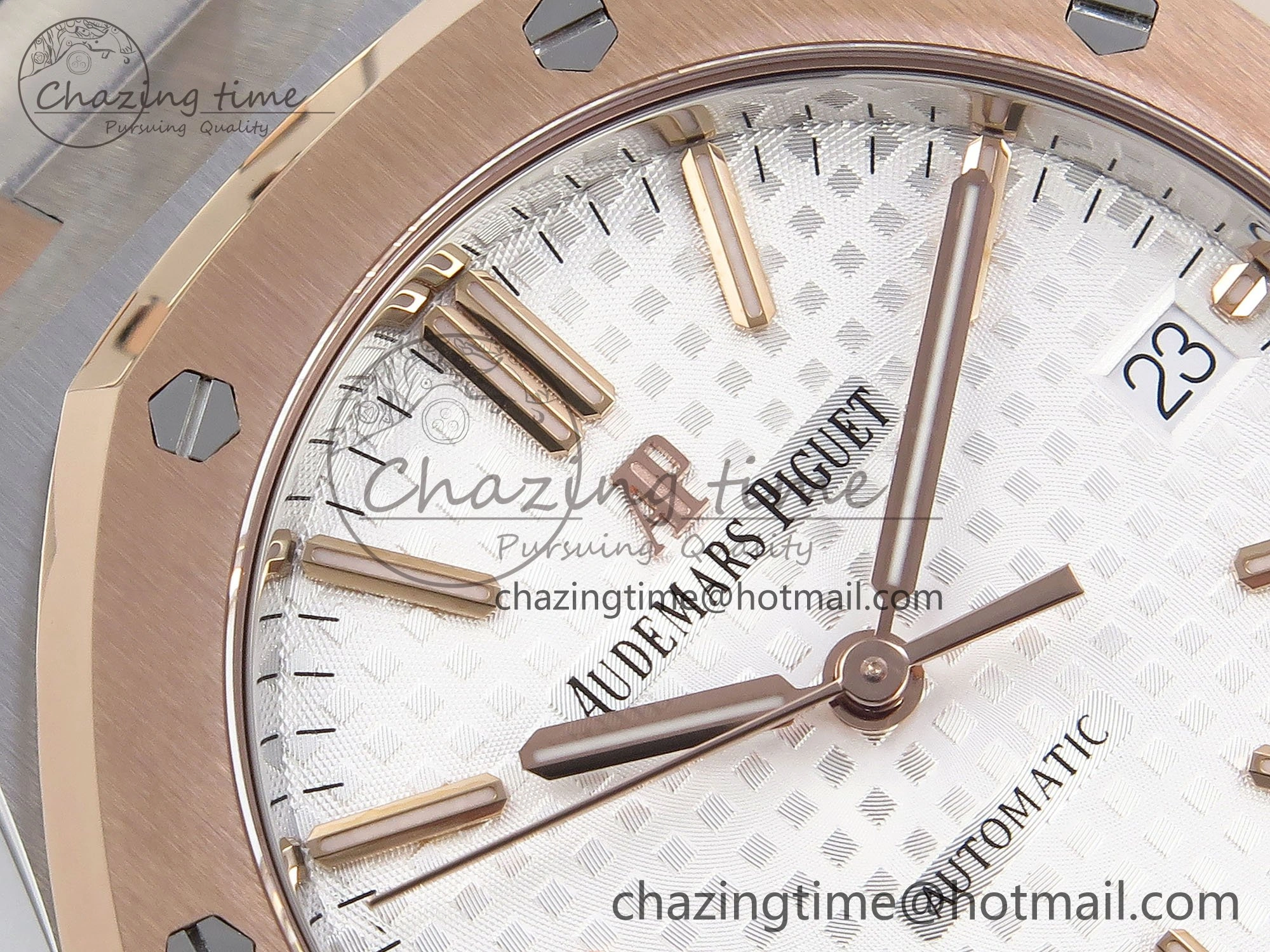 Royal Oak 37mm 15450 SS RG APSF 1:1 Best Edition White Textured Dial on SS RG Bracelet SA3120 Super Clone