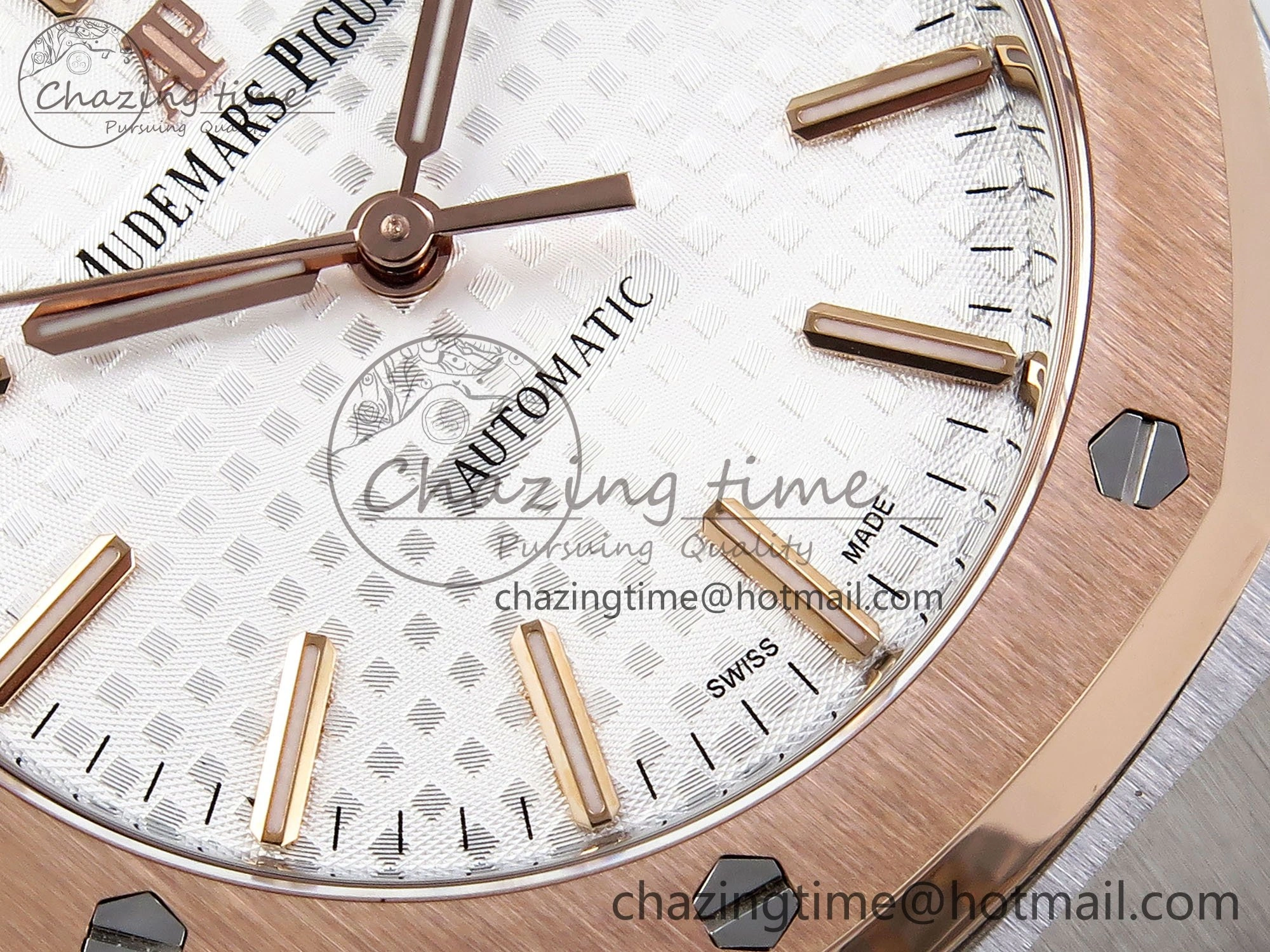 Royal Oak 37mm 15450 SS RG APSF 1:1 Best Edition White Textured Dial on SS RG Bracelet SA3120 Super Clone