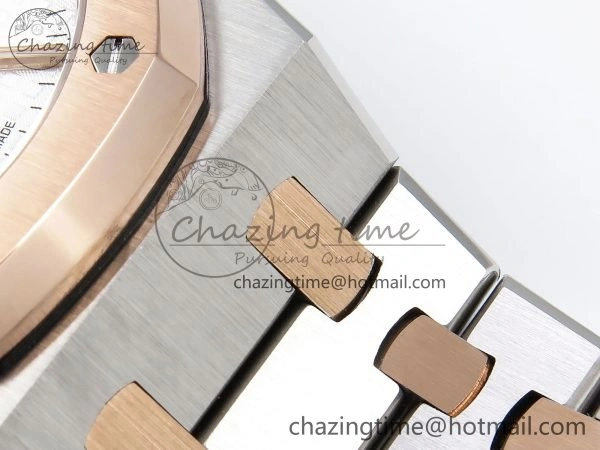 Royal Oak 37mm 15450 SS RG APSF 1:1 Best Edition White Textured Dial on SS RG Bracelet SA3120 Super Clone
