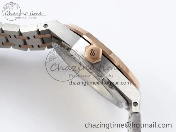Royal Oak 37mm 15450 SS RG APSF 1:1 Best Edition White Textured Dial on SS RG Bracelet SA3120 Super Clone