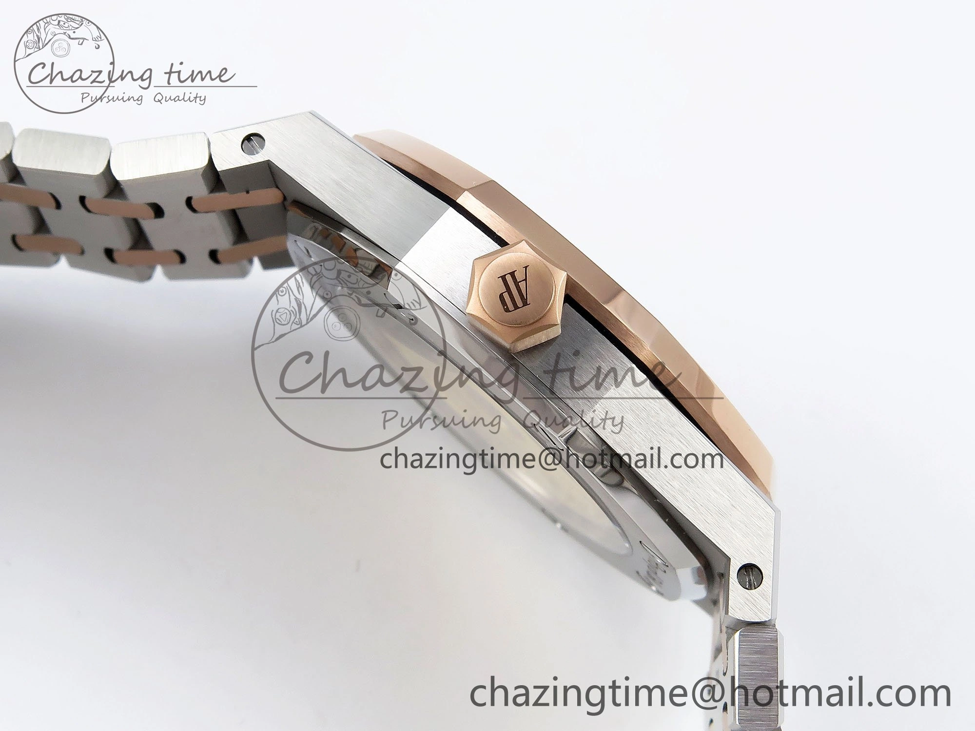 Royal Oak 37mm 15450 SS RG APSF 1:1 Best Edition White Textured Dial on SS RG Bracelet SA3120 Super Clone
