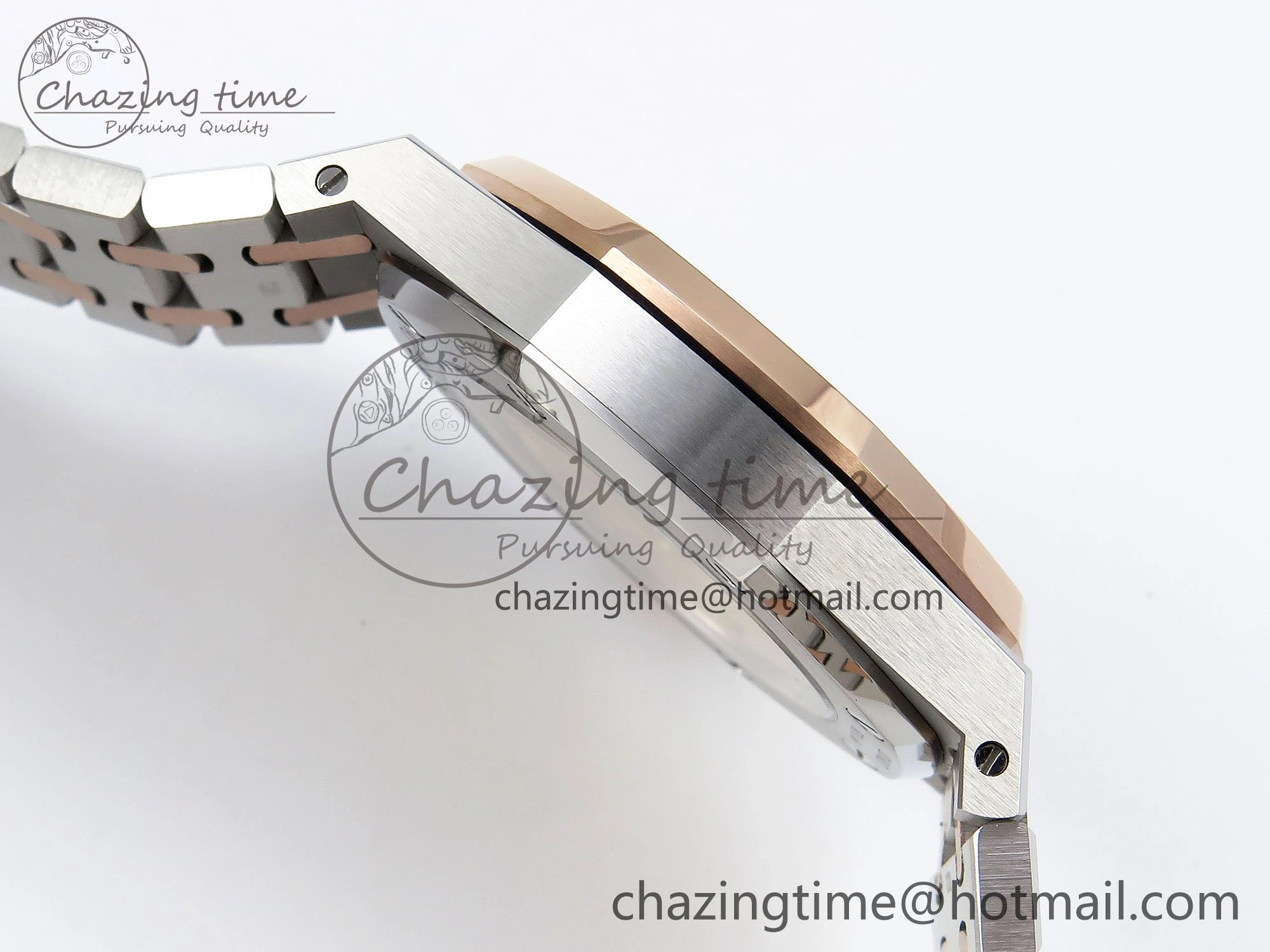 Royal Oak 37mm 15450 SS RG APSF 1:1 Best Edition White Textured Dial on SS RG Bracelet SA3120 Super Clone