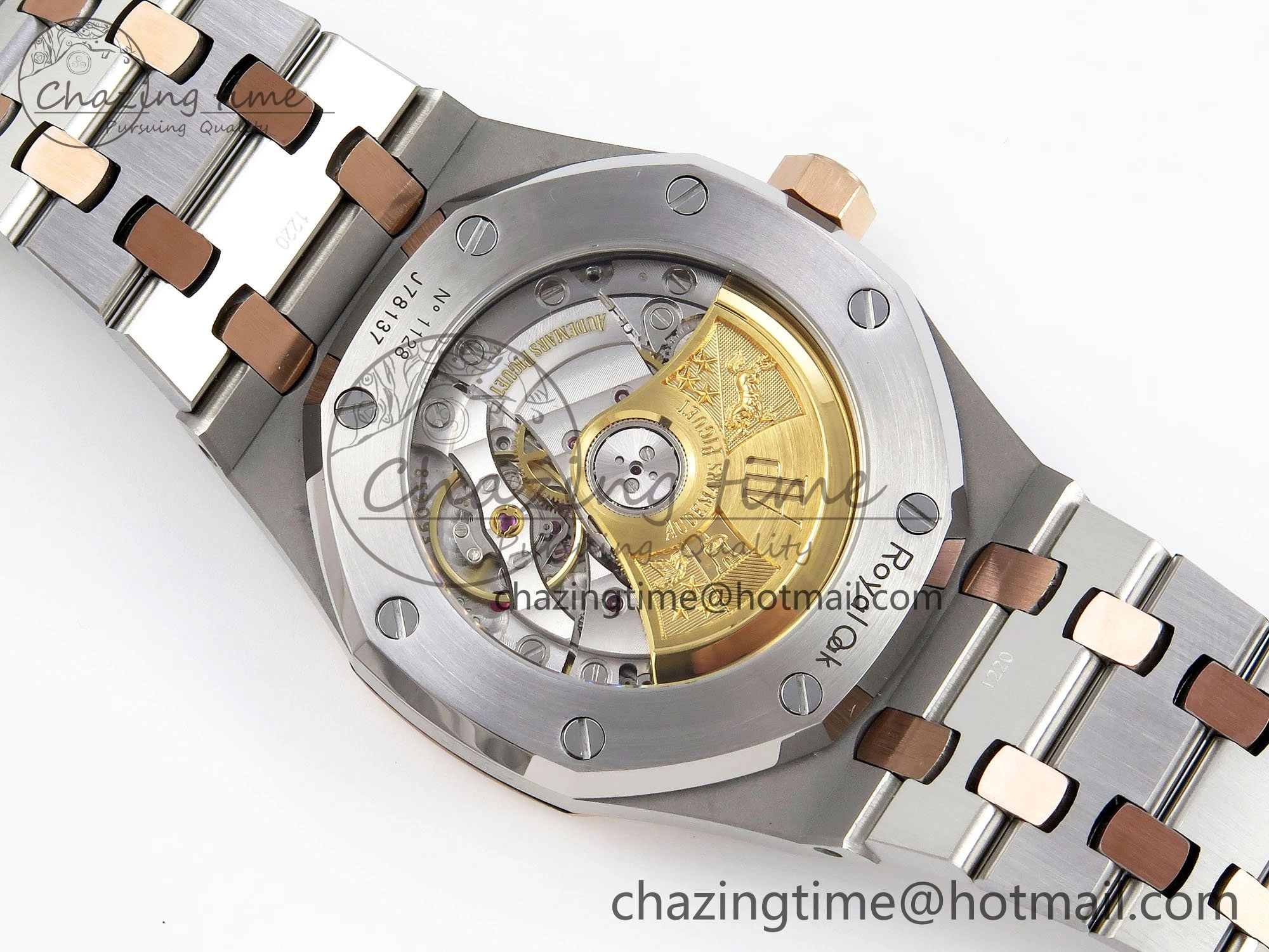 Royal Oak 37mm 15450 SS RG APSF 1:1 Best Edition White Textured Dial on SS RG Bracelet SA3120 Super Clone