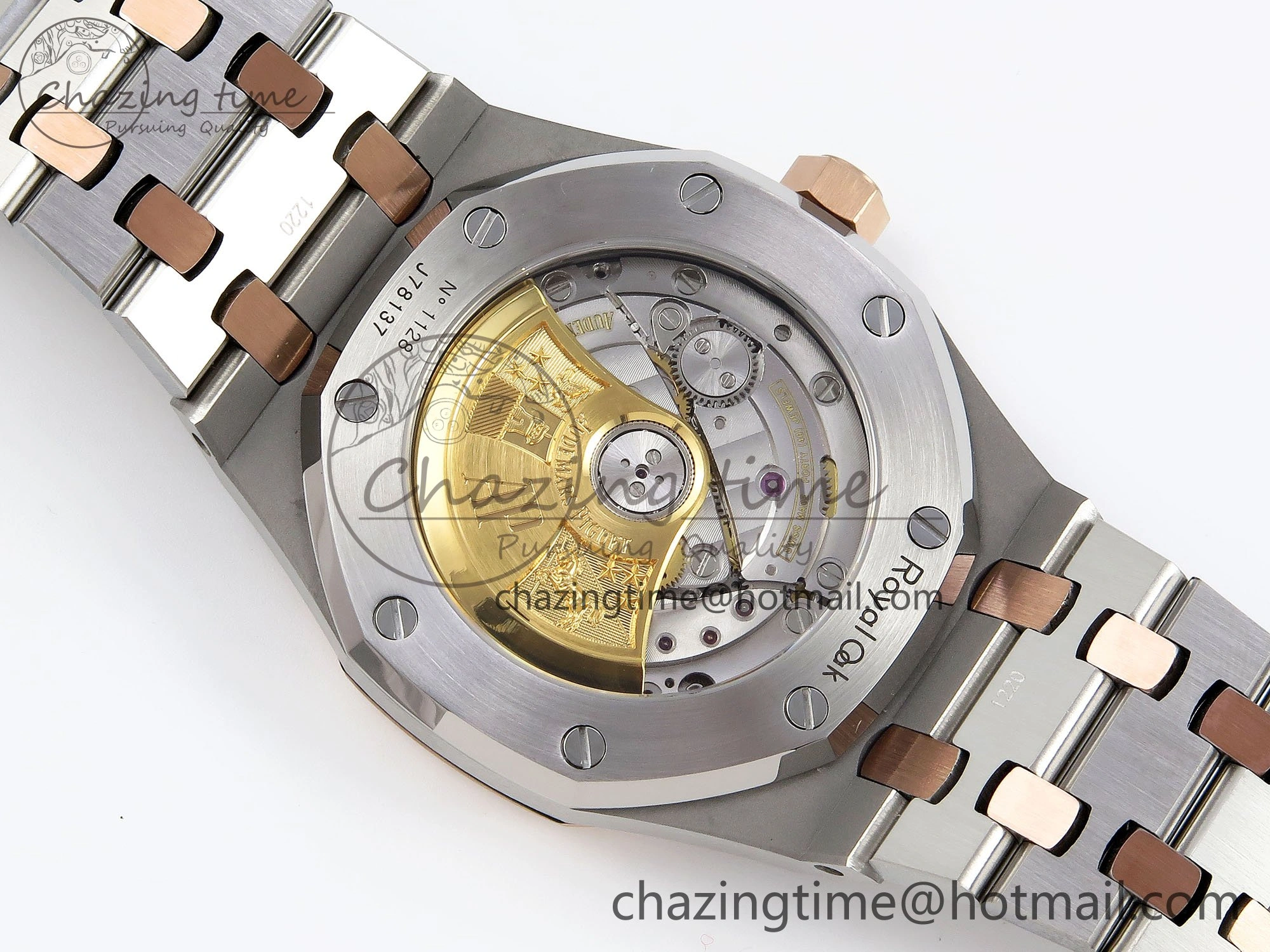 Royal Oak 37mm 15450 SS RG APSF 1:1 Best Edition White Textured Dial on SS RG Bracelet SA3120 Super Clone