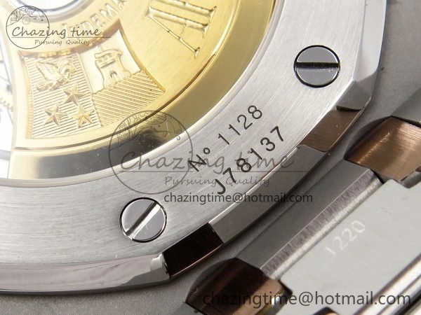 Royal Oak 37mm 15450 SS RG APSF 1:1 Best Edition White Textured Dial on SS RG Bracelet SA3120 Super Clone