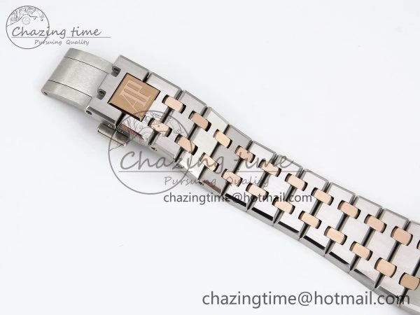 Royal Oak 37mm 15450 SS RG APSF 1:1 Best Edition White Textured Dial on SS RG Bracelet SA3120 Super Clone