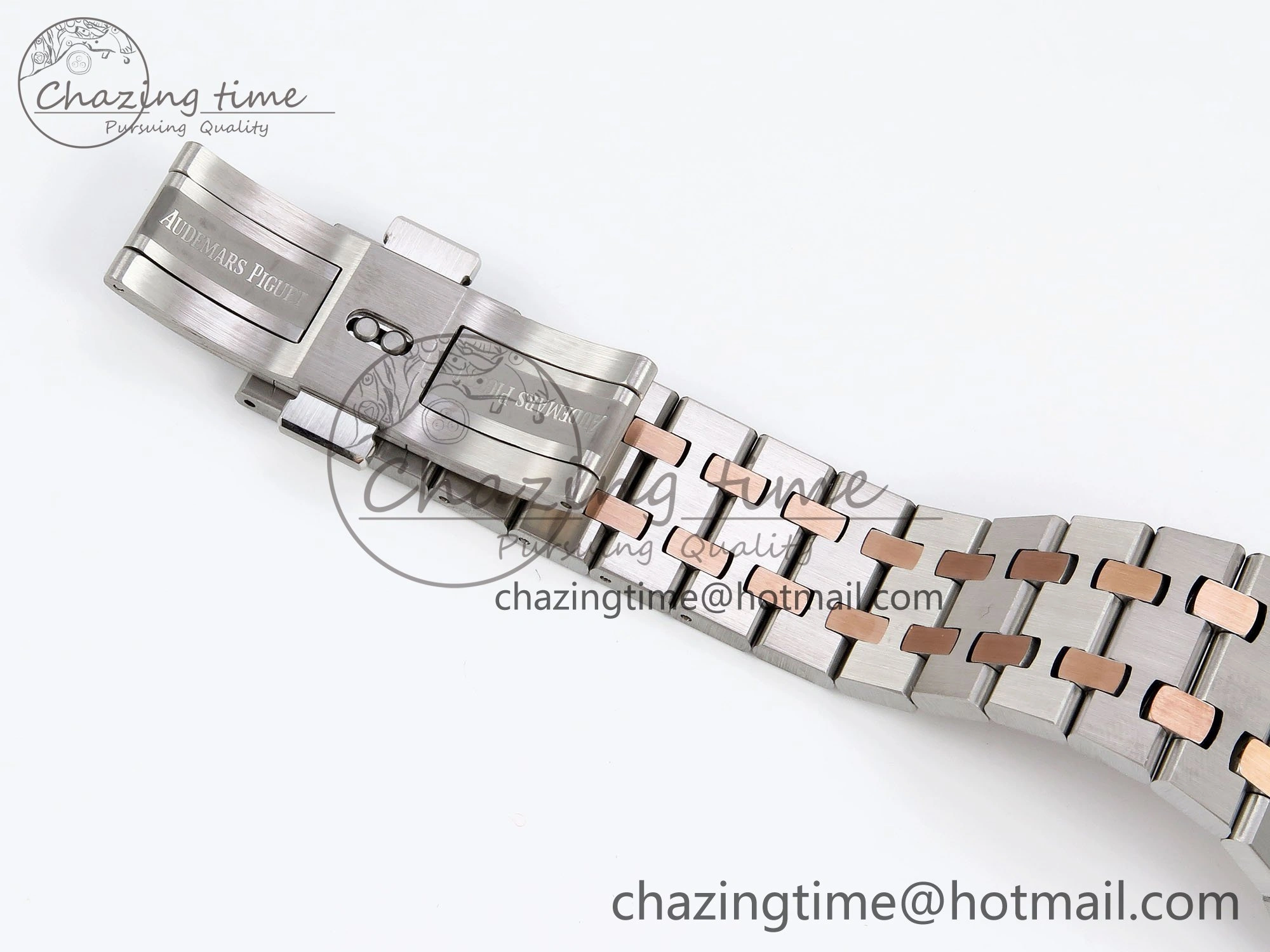 Royal Oak 37mm 15450 SS RG APSF 1:1 Best Edition White Textured Dial on SS RG Bracelet SA3120 Super Clone