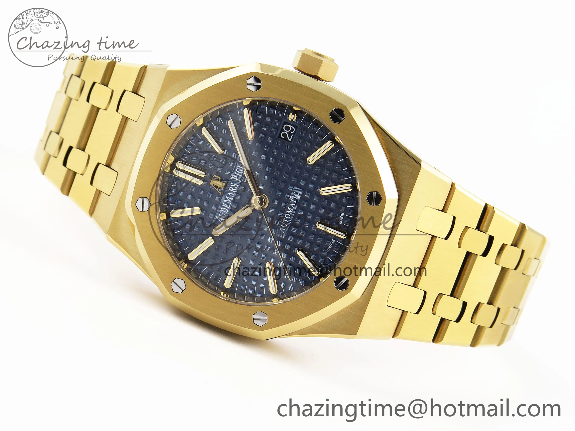 Royal Oak 37mm 15450 YG IPF Best Edition Blue Dial on YG Bracelet SA3120 Super Clone