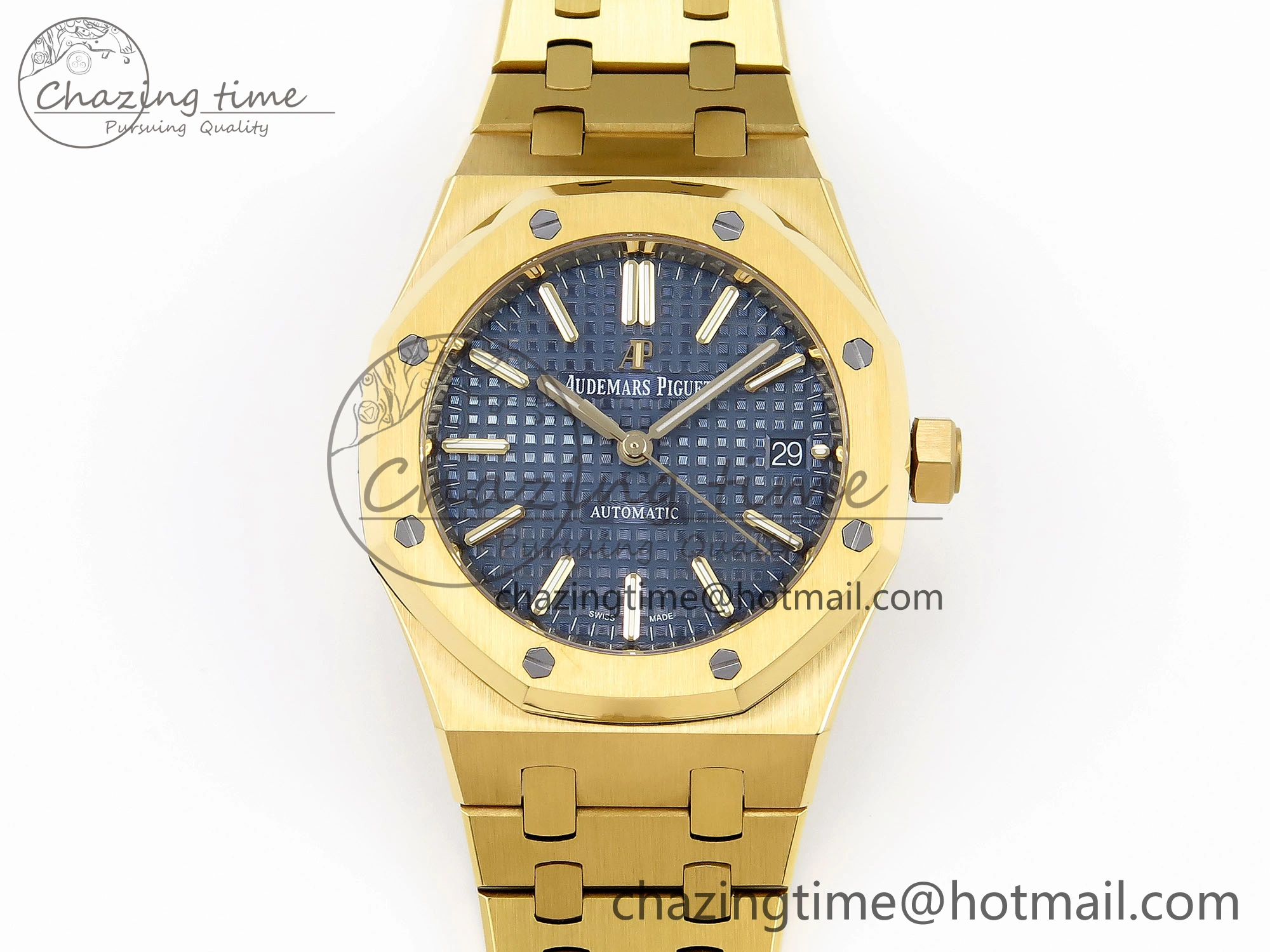 Royal Oak 37mm 15450 YG IPF Best Edition Blue Dial on YG Bracelet SA3120 Super Clone