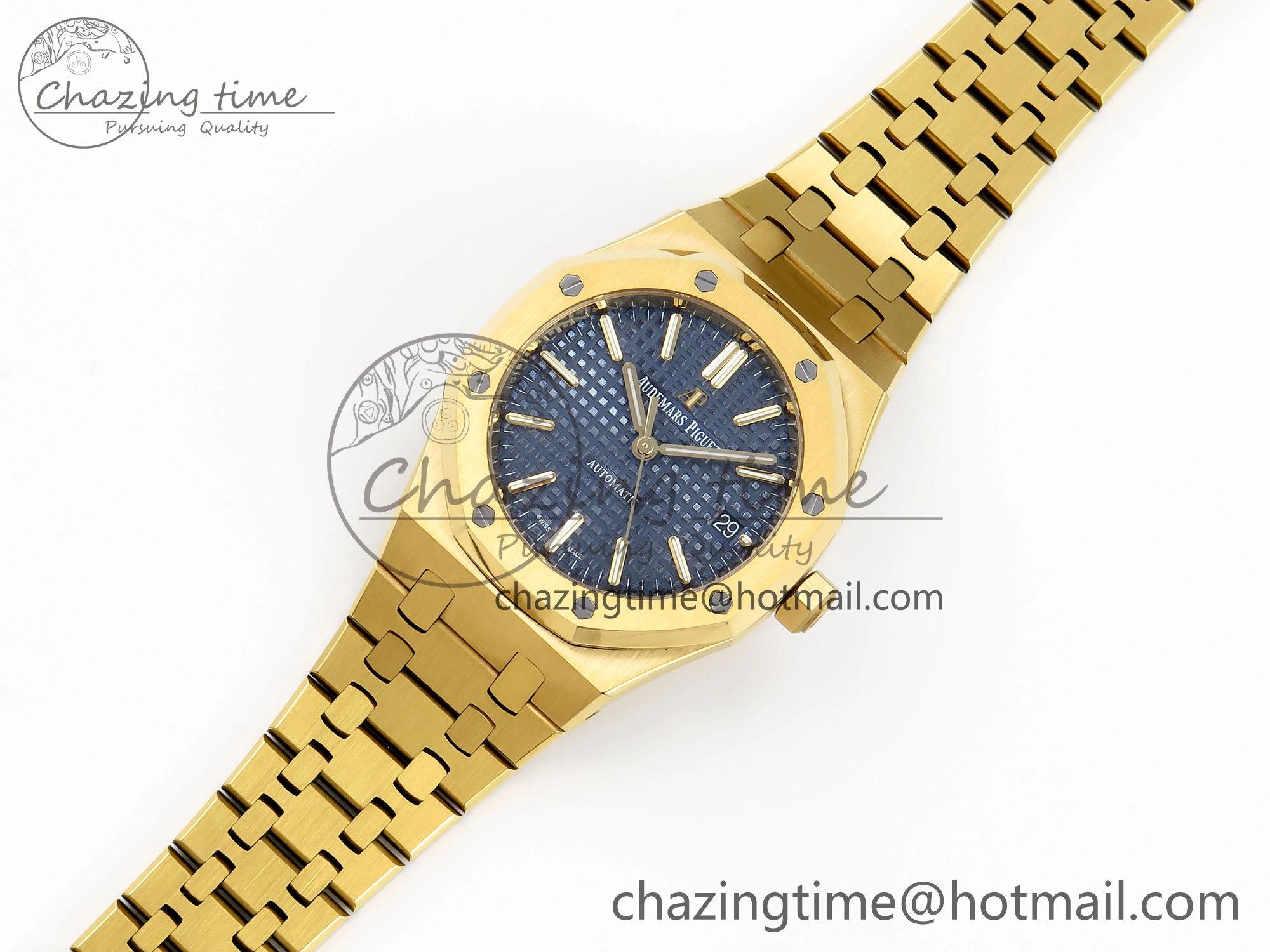 Royal Oak 37mm 15450 YG IPF Best Edition Blue Dial on YG Bracelet SA3120 Super Clone