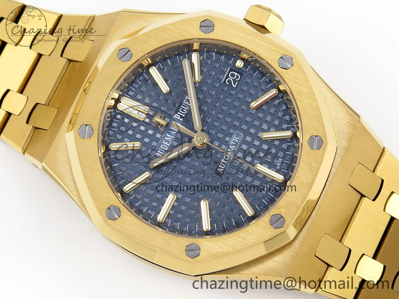 Royal Oak 37mm 15450 YG IPF Best Edition Blue Dial on YG Bracelet SA3120 Super Clone