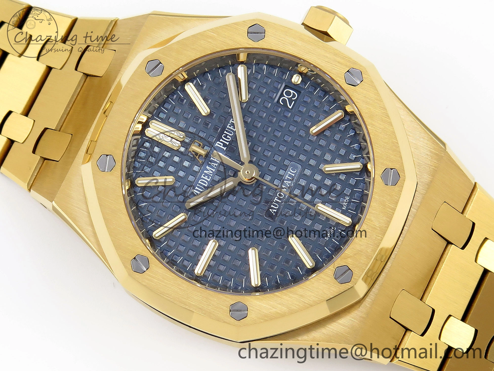 Royal Oak 37mm 15450 YG IPF Best Edition Blue Dial on YG Bracelet SA3120 Super Clone