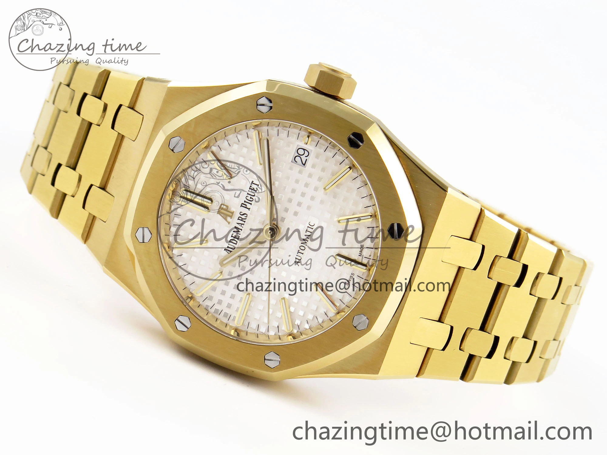 Royal Oak 37mm 15450 YG IPF Best Edition White Dial on YG Bracelet SA3120 Super Clone