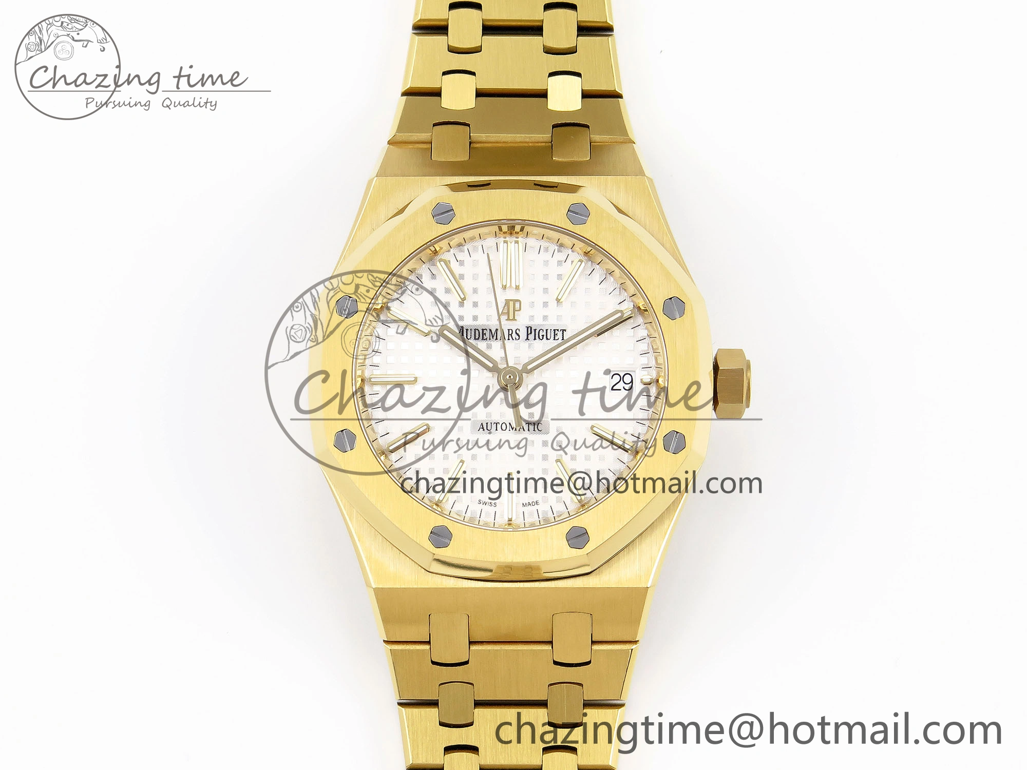 Royal Oak 37mm 15450 YG IPF Best Edition White Dial on YG Bracelet SA3120 Super Clone