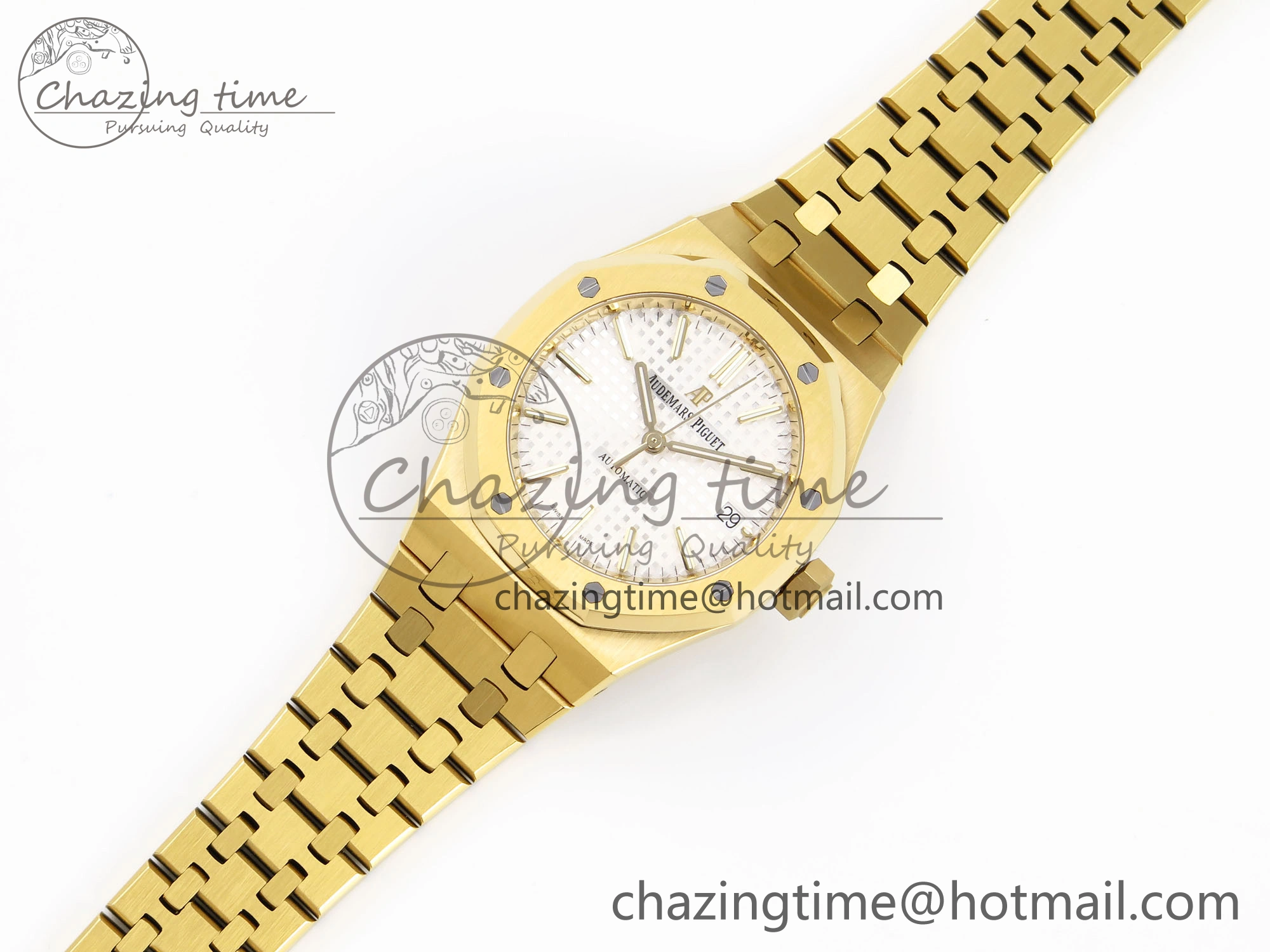 Royal Oak 37mm 15450 YG IPF Best Edition White Dial on YG Bracelet SA3120 Super Clone
