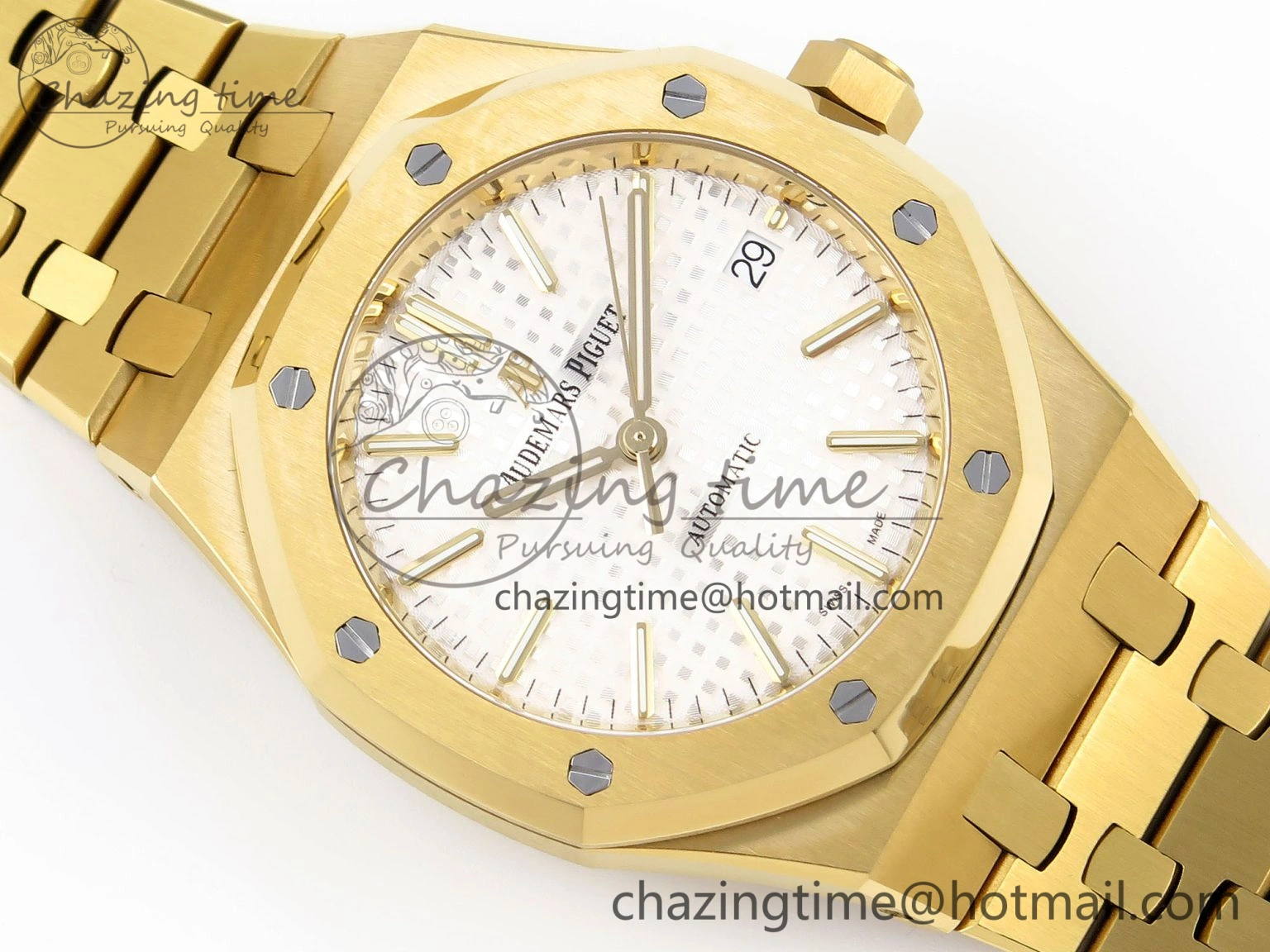 Royal Oak 37mm 15450 YG IPF Best Edition White Dial on YG Bracelet SA3120 Super Clone