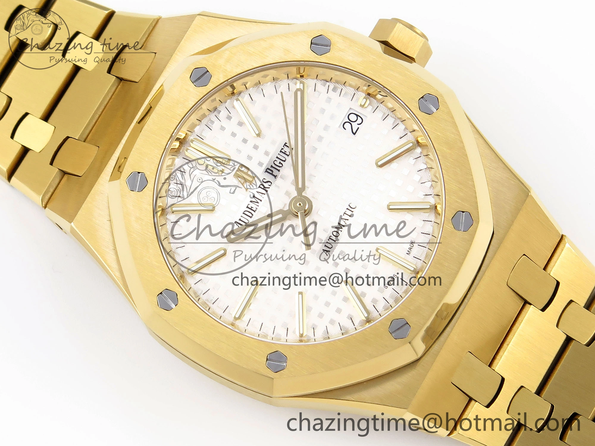 Royal Oak 37mm 15450 YG IPF Best Edition White Dial on YG Bracelet SA3120 Super Clone
