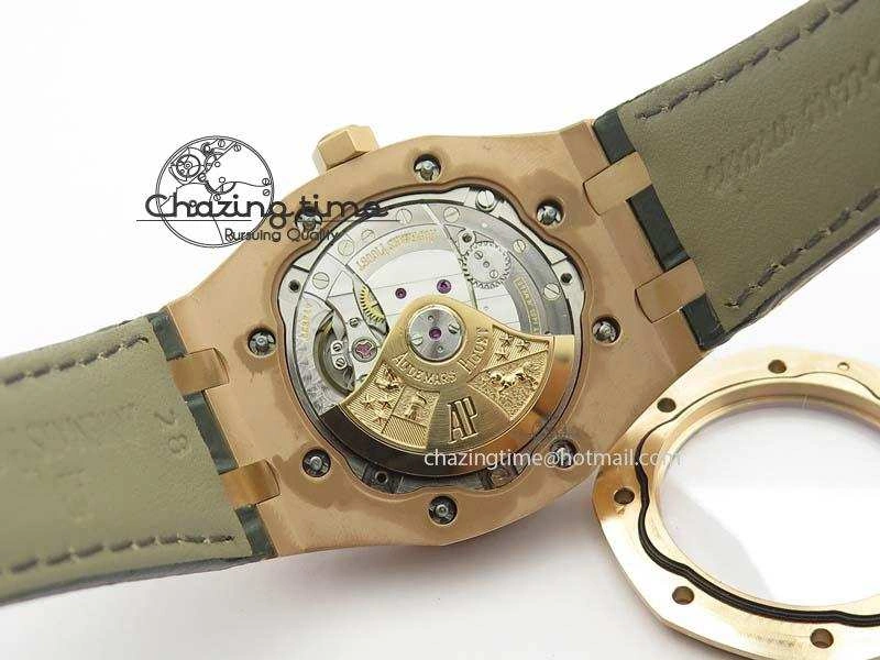 Royal Oak 37mm 15452 RG Full Paved Diamonds JF 1:1 Best Edition Diamonds Dial On Leather Strap A3120