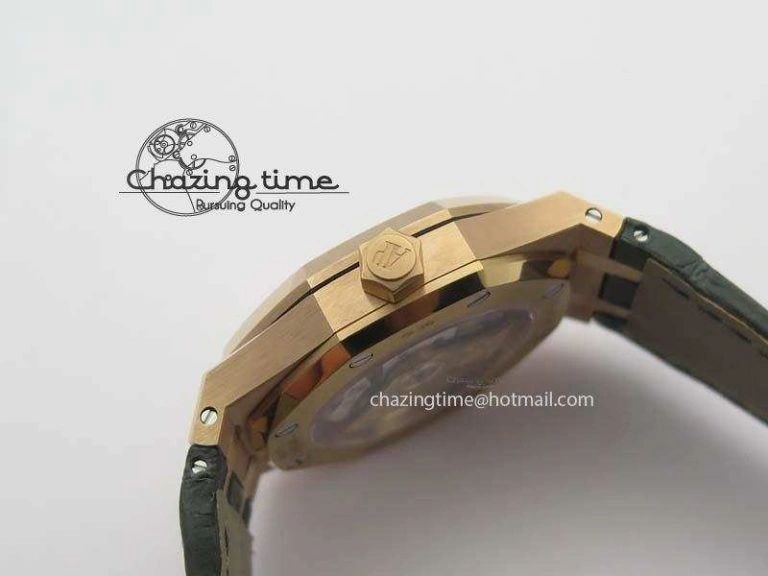 Royal Oak 37mm 15452 RG Full Paved Diamonds JF 1:1 Best Edition Diamonds Dial On Leather Strap A3120
