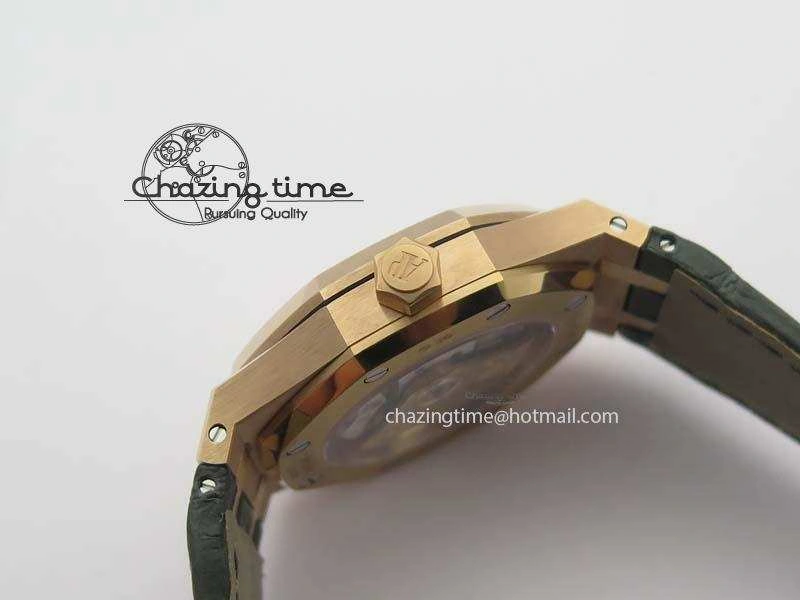 Royal Oak 37mm 15452 RG Full Paved Diamonds JF 1:1 Best Edition Diamonds Dial On Leather Strap A3120
