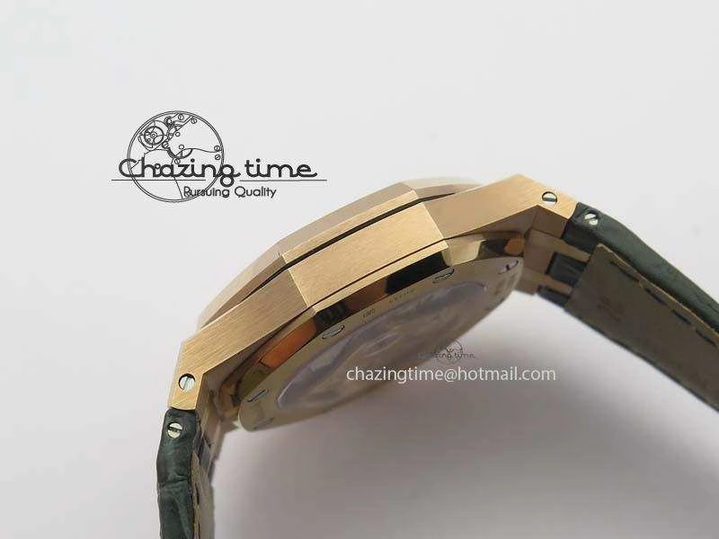 Royal Oak 37mm 15452 RG Full Paved Diamonds JF 1:1 Best Edition Diamonds Dial On Leather Strap A3120