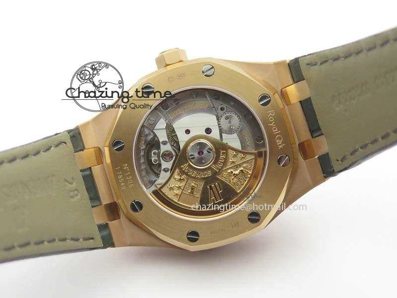 Royal Oak 37mm 15452 RG Full Paved Diamonds JF 1:1 Best Edition Diamonds Dial On Leather Strap A3120